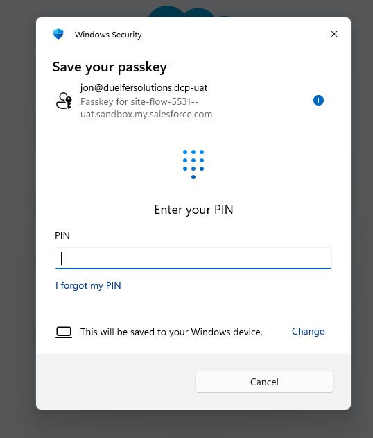 enter pin